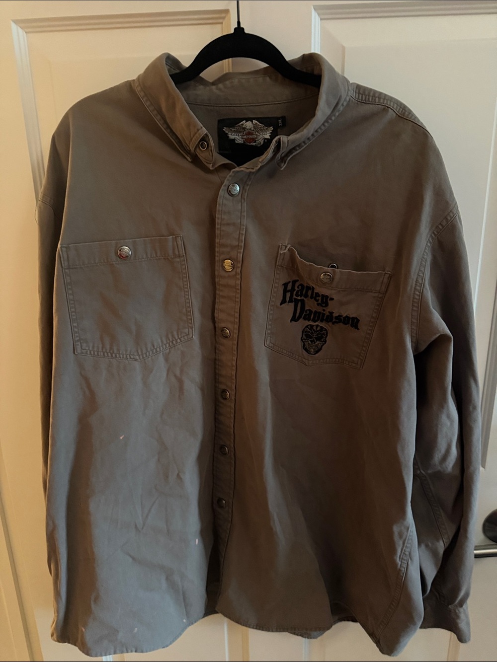 Harley-Davidson Men's Brown Button-Front Shirt Jacket with Logo